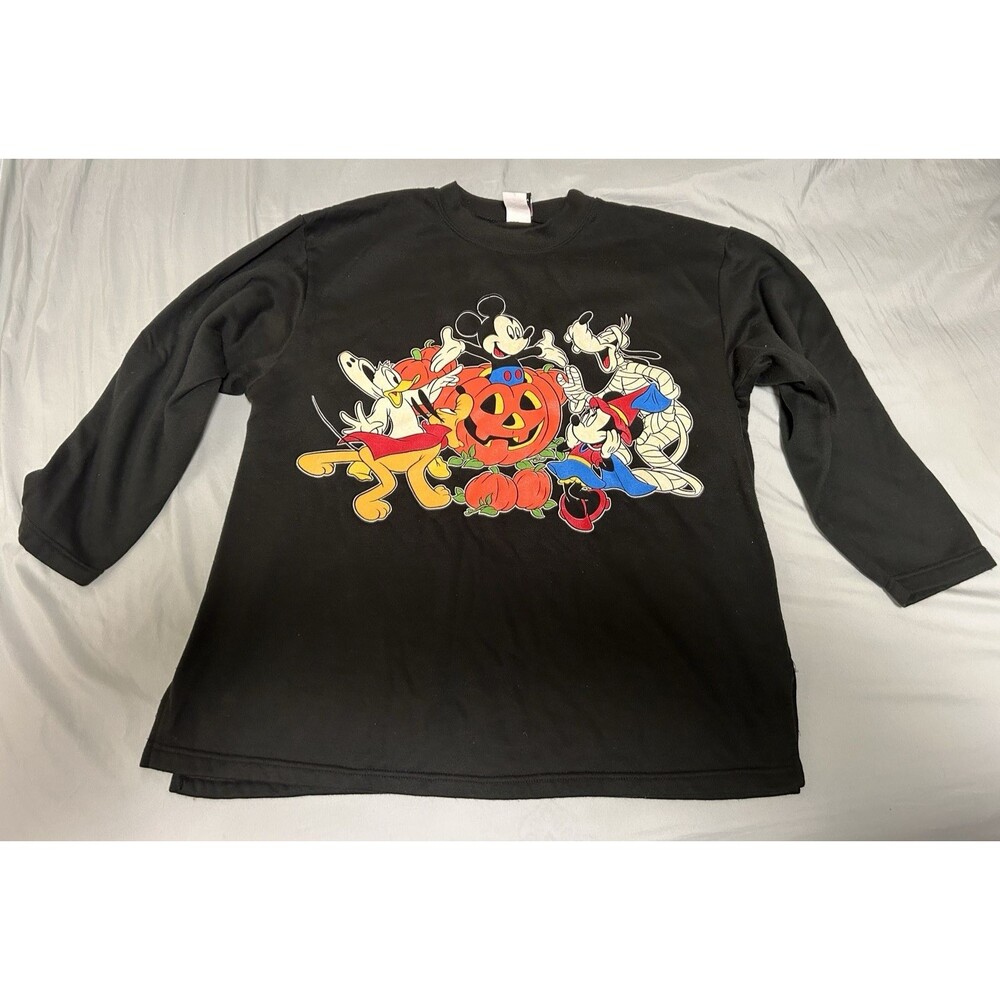 Womens VTG Disney Mickey Unlimited Mickey Mouse Halloween Black Long Sleeve Glow